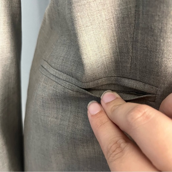 Theory Blazer Women's 10 Rory Tan Stretch Wool Blend Classic Workwear Jacket - Picture 3 of 10